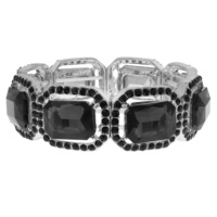 CRYSTAL RHINESTONE OCTAGON CUT HALO STRETCH BANGLE BRACELET